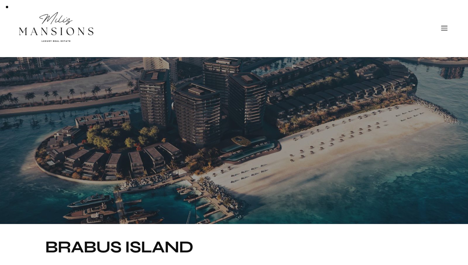 BRABUS ISLAND aus der Luft: vier Tower, Villen und direkter Strandzugang auf Al Raha Island, Abu Dhabi